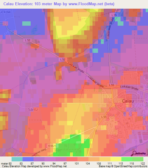 Calau,Germany Elevation Map