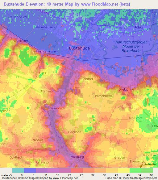 Buxtehude,Germany Elevation Map