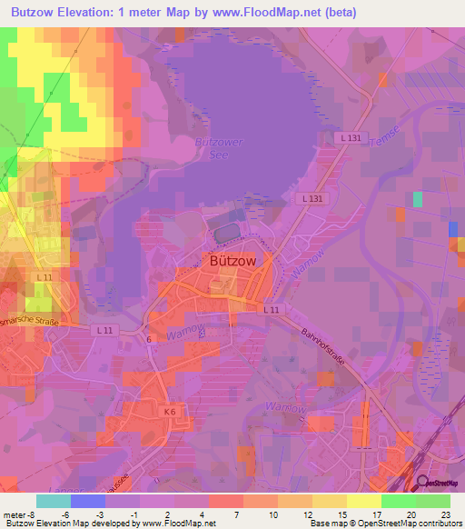 Butzow,Germany Elevation Map