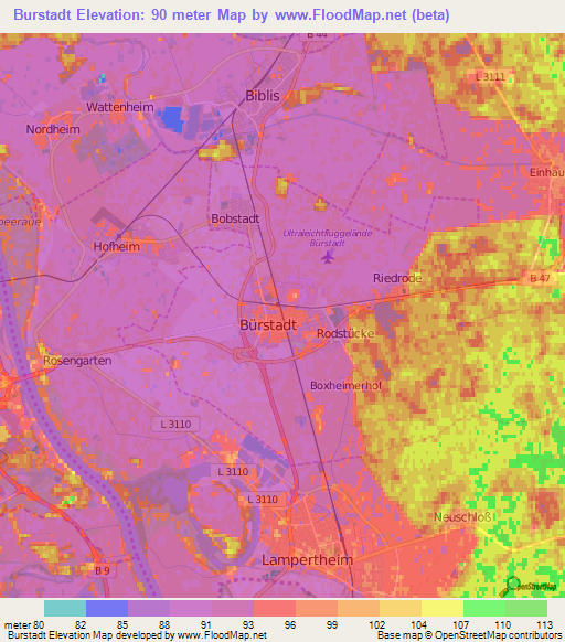 Burstadt,Germany Elevation Map