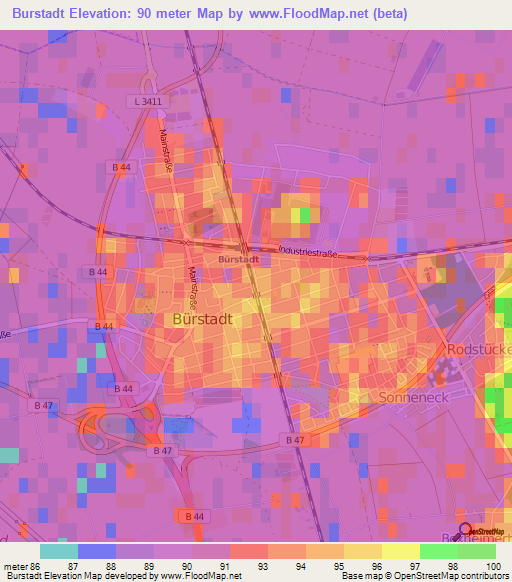 Burstadt,Germany Elevation Map