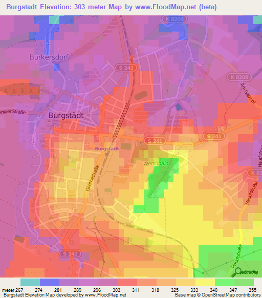 Burgstadt,Germany Elevation Map