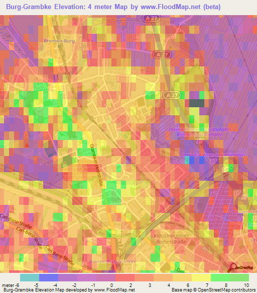 Burg-Grambke,Germany Elevation Map