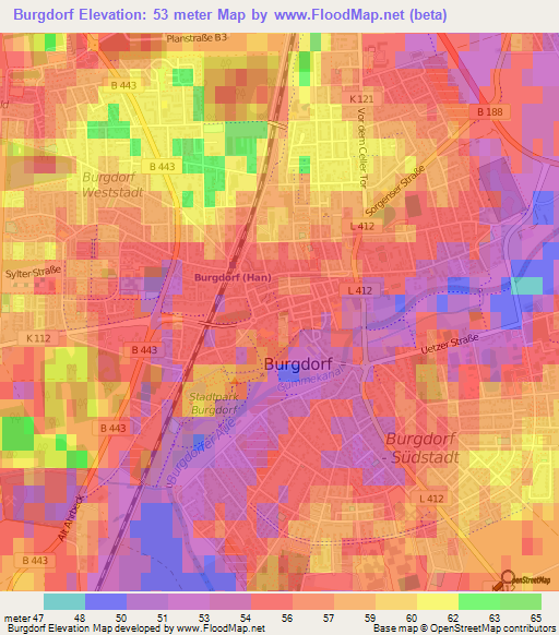 Burgdorf,Germany Elevation Map