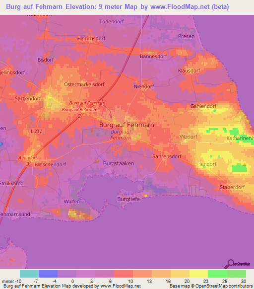 Burg auf Fehmarn,Germany Elevation Map