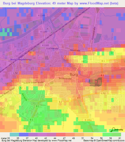 Burg bei Magdeburg,Germany Elevation Map