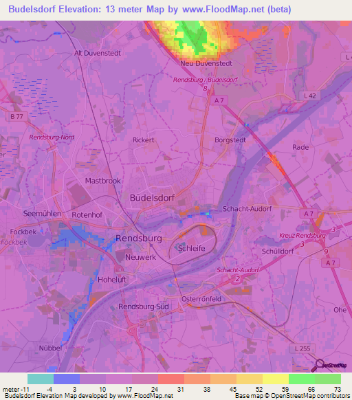 Budelsdorf,Germany Elevation Map