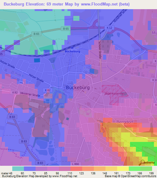 Buckeburg,Germany Elevation Map