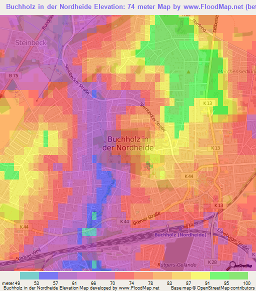 Buchholz in der Nordheide,Germany Elevation Map