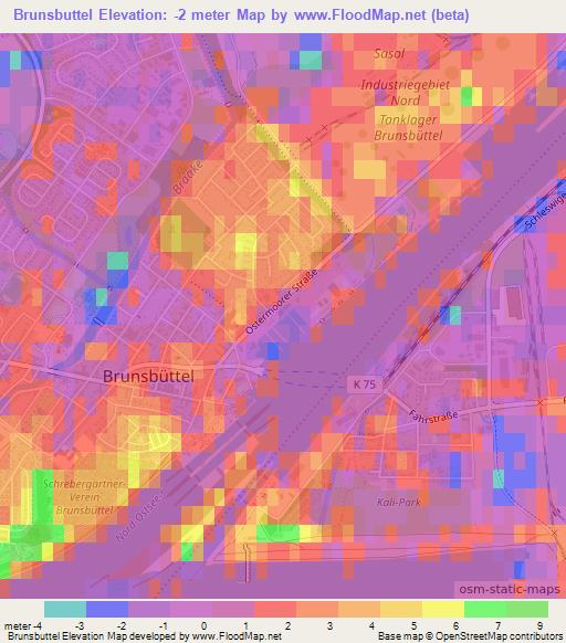 Brunsbuttel,Germany Elevation Map