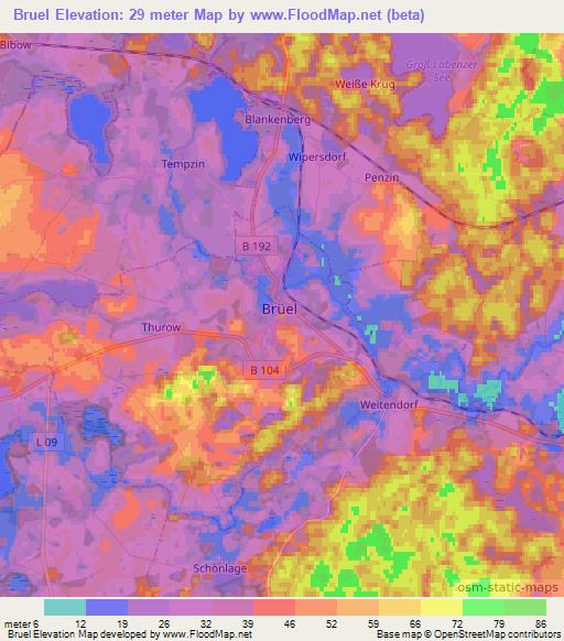 Bruel,Germany Elevation Map