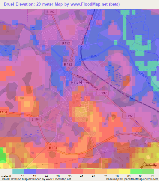 Bruel,Germany Elevation Map