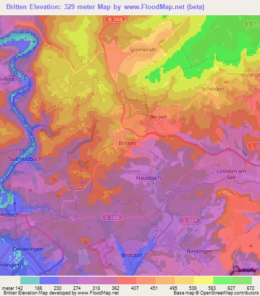 Britten,Germany Elevation Map