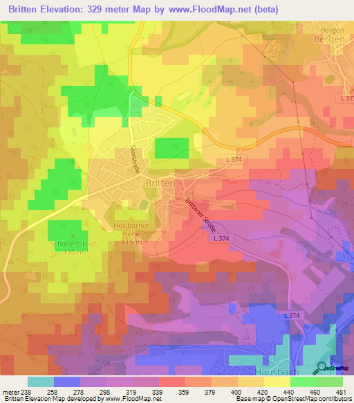 Britten,Germany Elevation Map