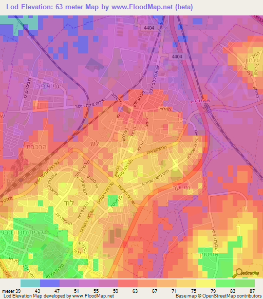 Lod,Israel Elevation Map