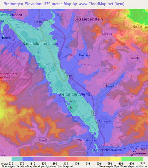 Breitungen,Germany Elevation Map