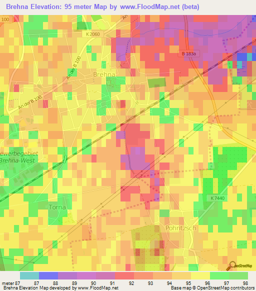 Brehna,Germany Elevation Map