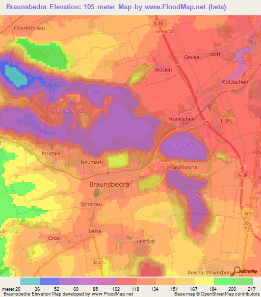 Braunsbedra,Germany Elevation Map