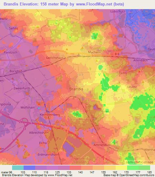 Brandis,Germany Elevation Map
