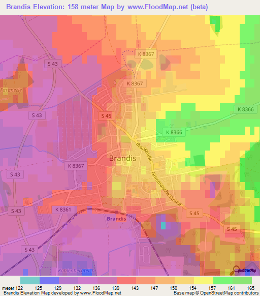 Brandis,Germany Elevation Map