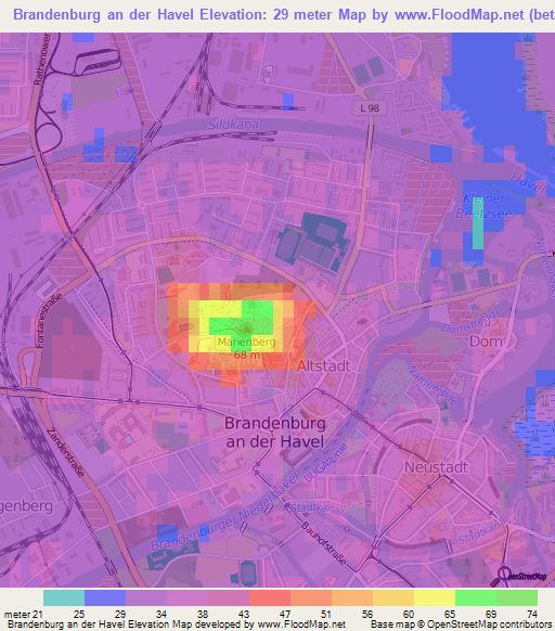 Brandenburg an der Havel,Germany Elevation Map