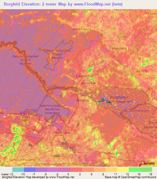 Borgfeld,Germany Elevation Map