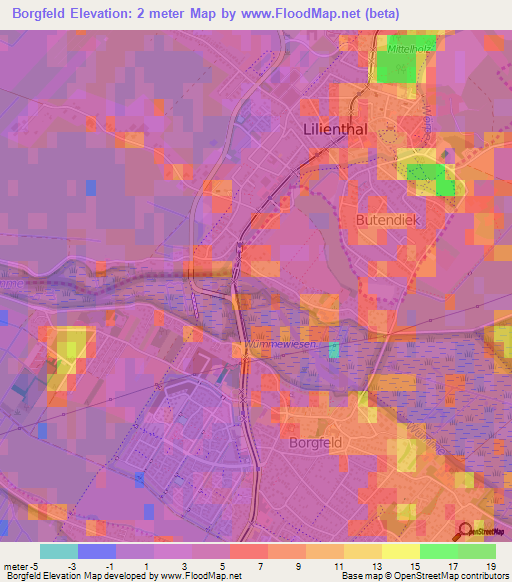 Borgfeld,Germany Elevation Map