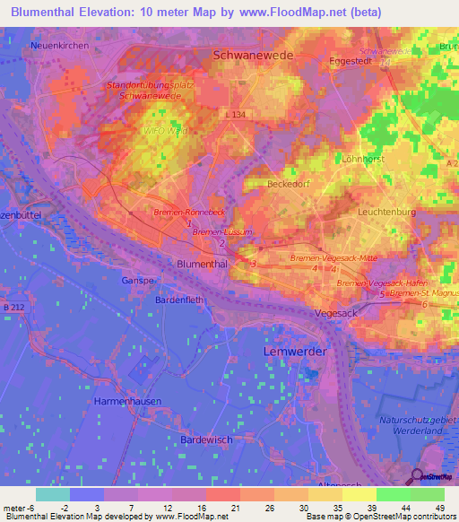 Blumenthal,Germany Elevation Map