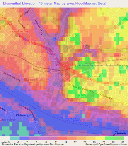 Blumenthal,Germany Elevation Map