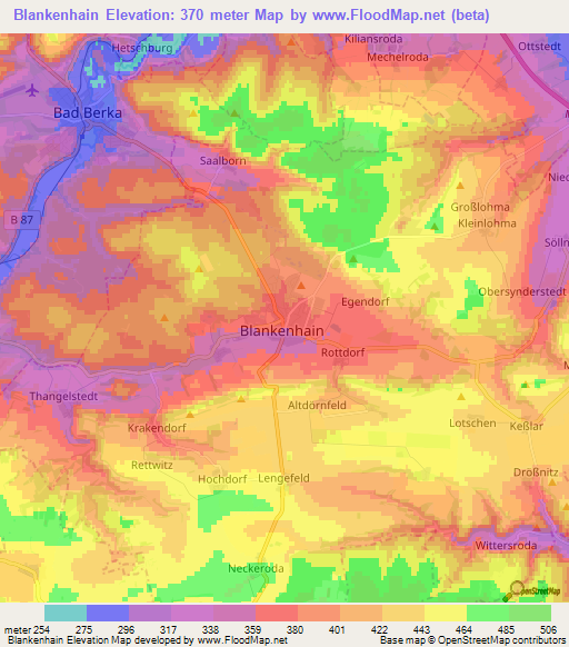 Blankenhain,Germany Elevation Map