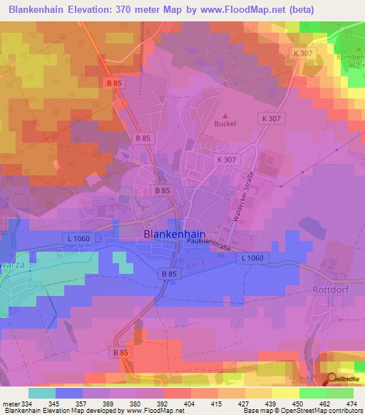 Blankenhain,Germany Elevation Map