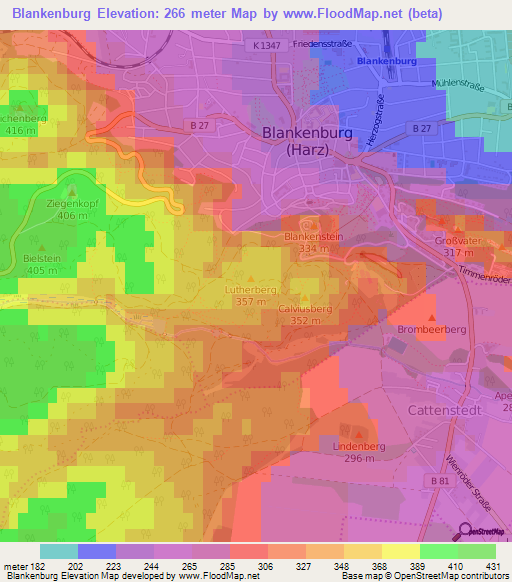 Blankenburg,Germany Elevation Map