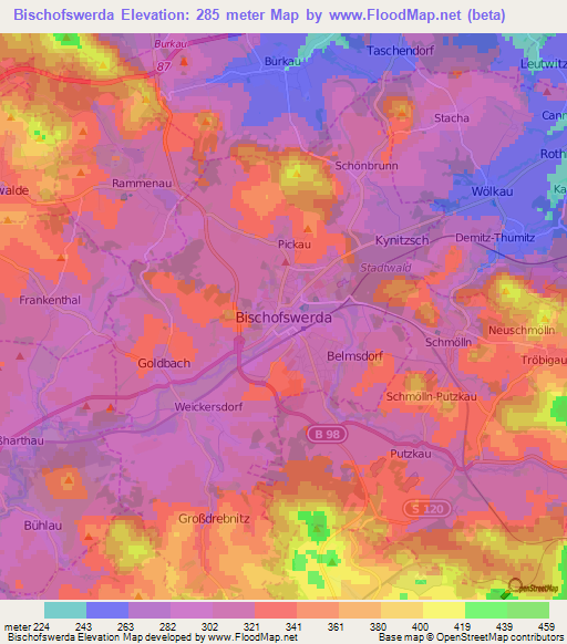 Bischofswerda,Germany Elevation Map