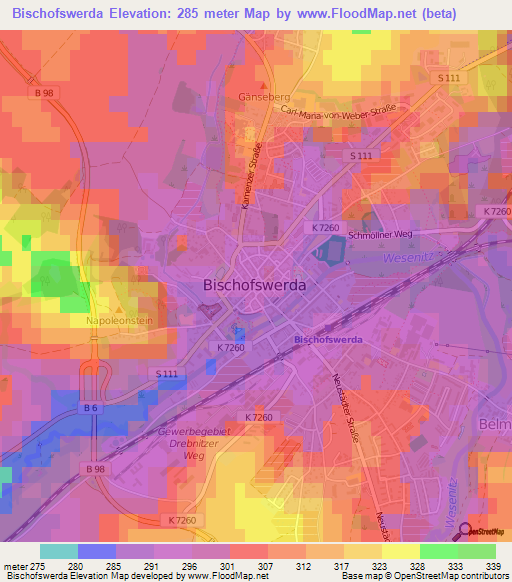 Bischofswerda,Germany Elevation Map