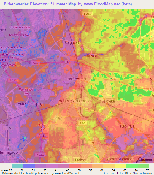 Birkenwerder,Germany Elevation Map