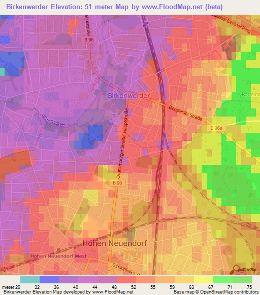 Birkenwerder,Germany Elevation Map