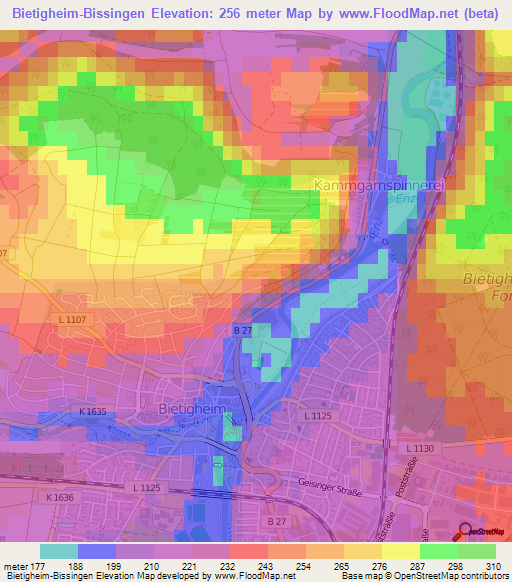 Bietigheim-Bissingen,Germany Elevation Map