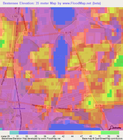 Bestensee,Germany Elevation Map