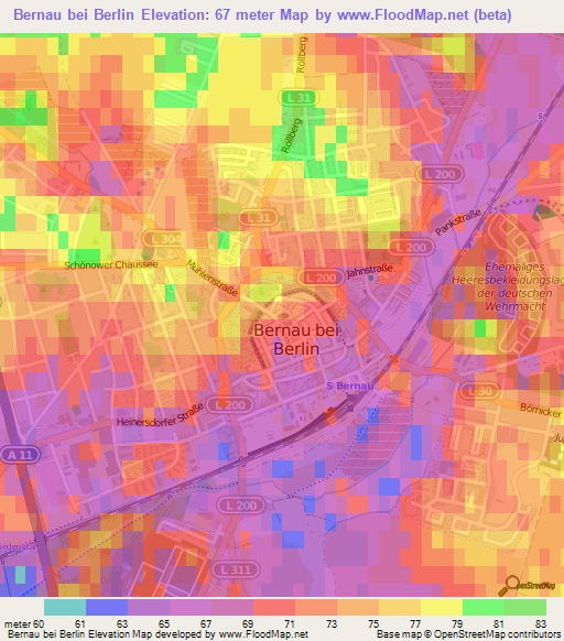 Bernau bei Berlin,Germany Elevation Map