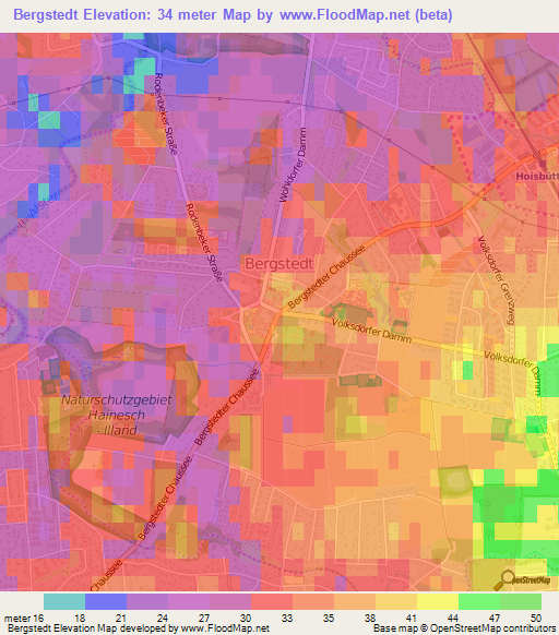 Bergstedt,Germany Elevation Map