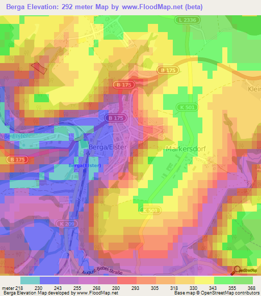 Berga,Germany Elevation Map