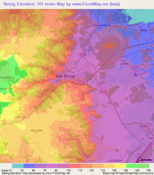 Belzig,Germany Elevation Map