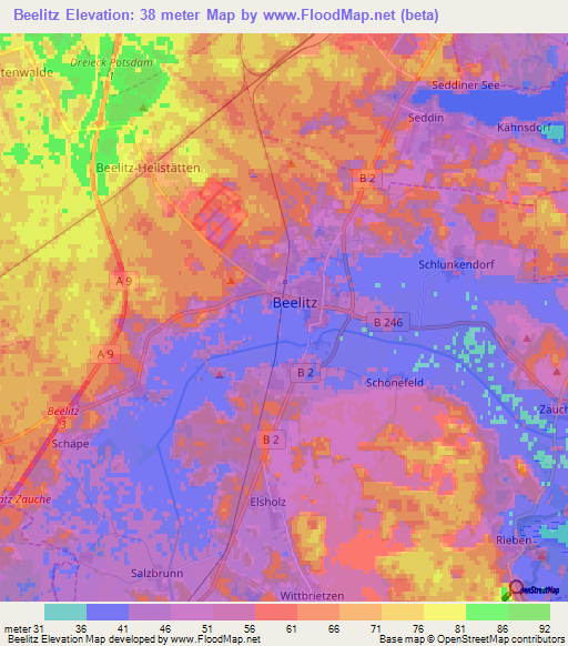 Beelitz,Germany Elevation Map