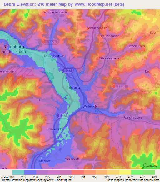 Bebra,Germany Elevation Map