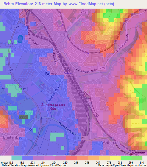 Bebra,Germany Elevation Map