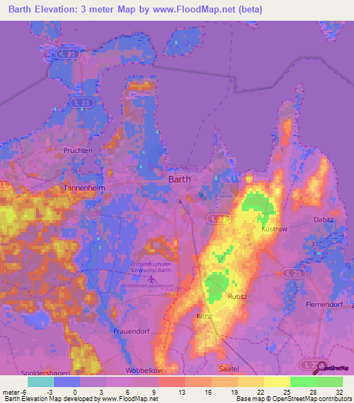 Barth,Germany Elevation Map