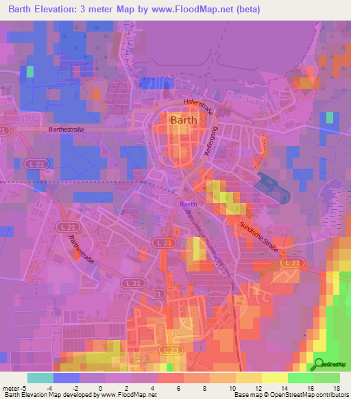 Barth,Germany Elevation Map