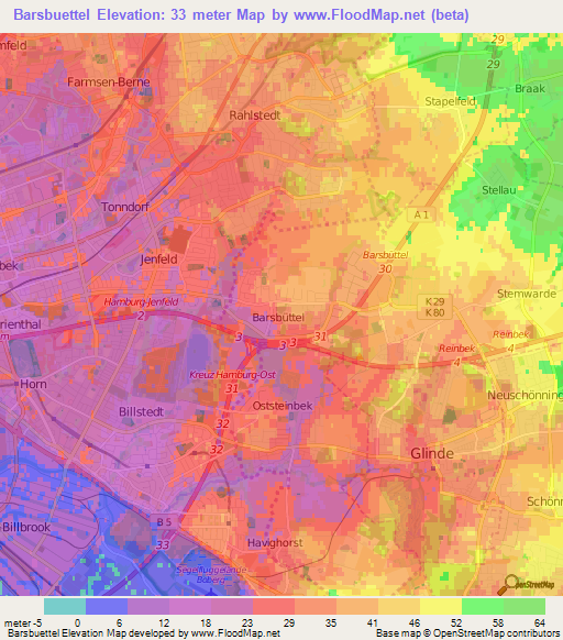 Barsbuettel,Germany Elevation Map