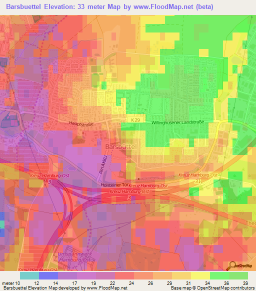 Barsbuettel,Germany Elevation Map