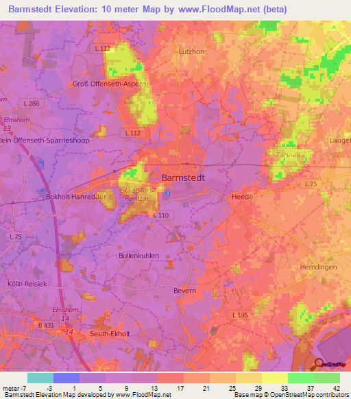 Barmstedt,Germany Elevation Map